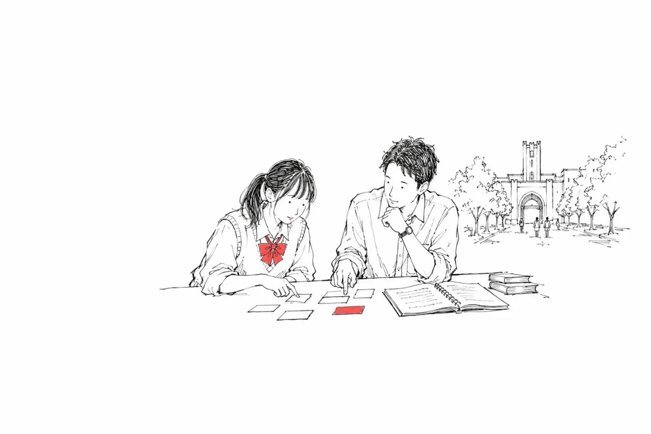 進路を考えながら学ぶ高校生の挿絵